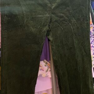 Women Corduroy Bottoms in Dark Green